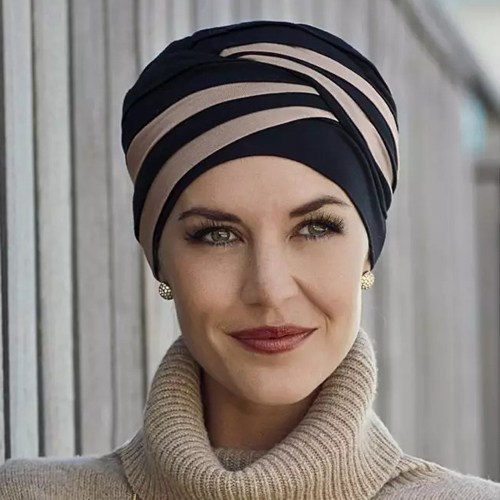 Striped turban part of our headwear collection
